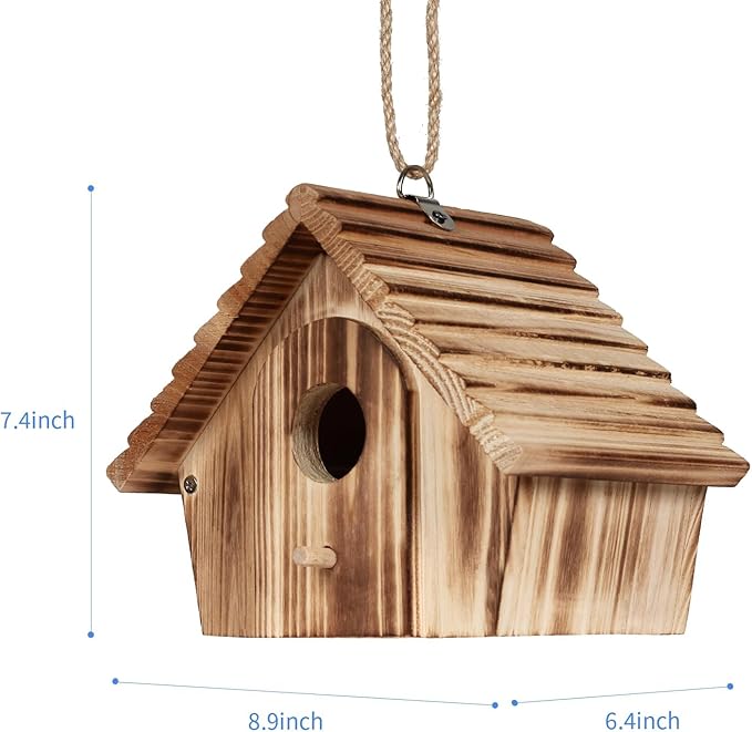 Bird Houses for Outside,Hanging Outdoor BirdHouses,Wood Bird Nesting Box House for Bluebird Humming Finch Wren Cardinals Garden