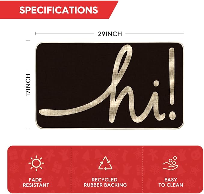 Artoid Mode Black Hi Doormat, Home Decor Low-Profile Switch Rug Welcome Door Mat Floor Mat for Front Door Indoor Outdoor 17x29 Inch