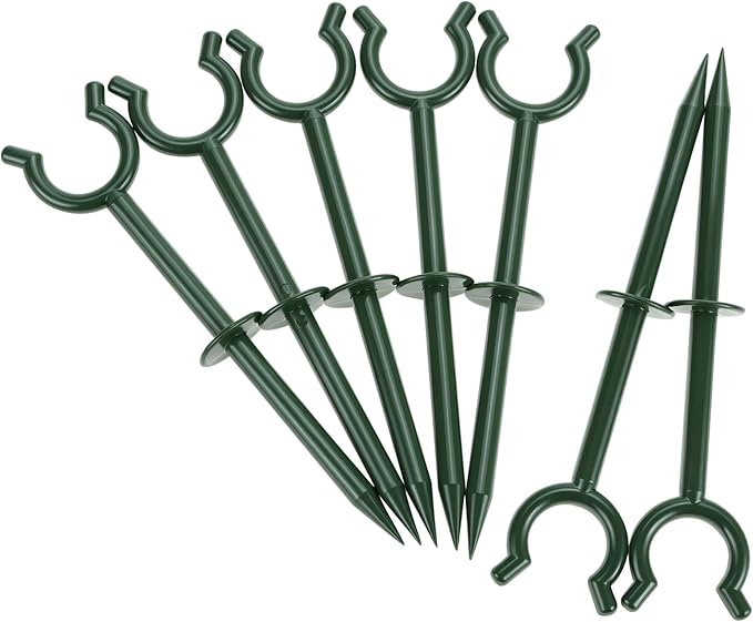 QWORK 3/4" Garden Hose Holder Brackets - 20 Pcs Plastic Outdoor Hose Guide Stakes Support Spike Tool