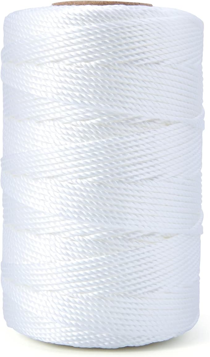 HONGDA Twisted Nylon String, #18 x 540FT Mason Line String, Nylon Twine for Masonry Job, Trot Line, Decoy Line, Net Making and Mending, Workshop, Crafts, Gardening