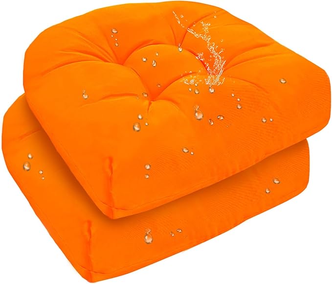 Outdoor Indoor U Shaped Wicker Seat Cushion Decorative Orange Tufted Chair Pads Chair Cushions Set for Patio Garden Home Office Furniture