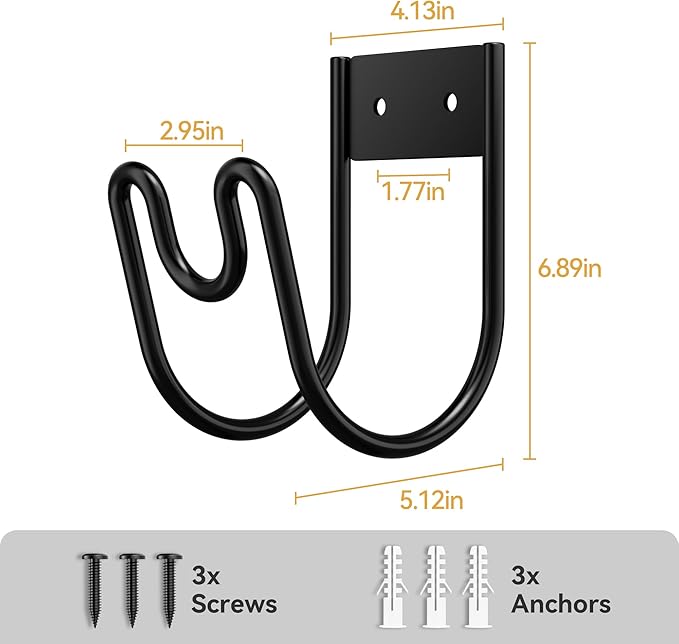 niffgaff Garden Hose Holder Wall Mount - Water Hose Hanger Heavy Duty Hose Rack for Extension Cords Vacuum Hose (2 Pack)