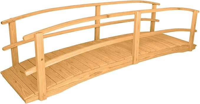 12 FT Oak Amish Made Garden Bridge with Double Rails for Walkway, Backyard Pond & Landscaping, Outdoor Wooden Footbridge for Koi Pond, Japanese Style Decorative Bridge, Made in USA