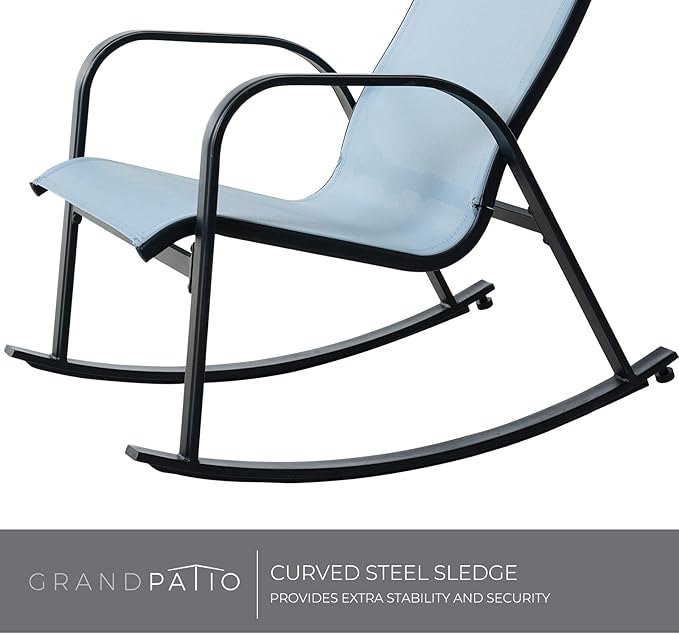 Grand patio Outdoor Mesh Sling Rocking Chair Rocker Seating Outside for Front Porch Garden Patio Backyard Blue