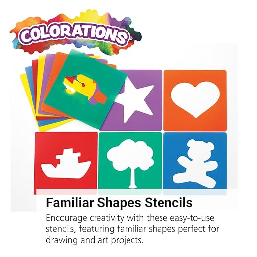 Colorations Familiar Shapes Stencils for Kids, 8 inches, Jumbo, Sturdy, Quality, Washable, Paint, Draw, Spray, Classroom, Arts & Crafts, Teacher, Educational (Item # ESTEN)