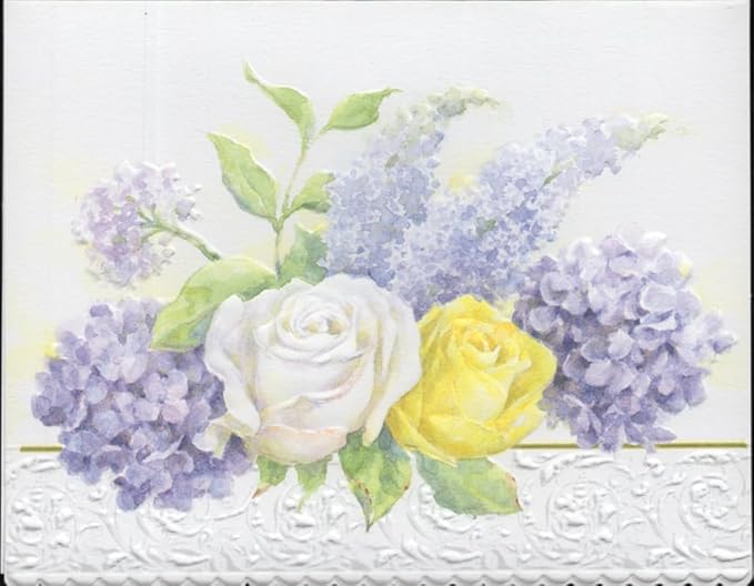 Poster Foundry Set of 3 - Roses and Hydrangeas Boxed Note Cards by Carol Wilson. 10 embossed 4x5 Die-Cut Notecards and Matching Envelopes in Decorative Gift Box with Magnetic Flap. NCP2417