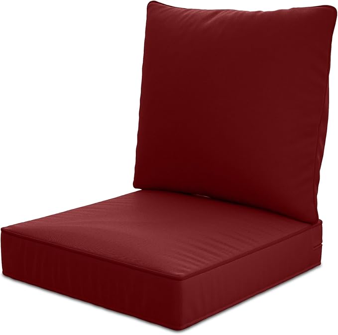 22" x 22" x 6" Outdoor Deep Seat Cushions - Waterproof & Fade Resistant Patio Furniture Replacement Cushions, Non-Slip Outdoor Cushions Fit Loveseats, Couches, Chairs, and Sofas