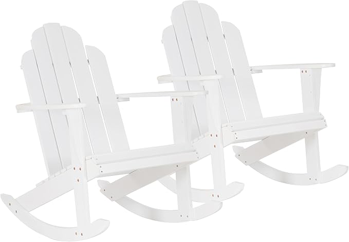 Jayde White Solid Wood Outdoor Adirondack Rocking Chair Set of 2 by Linon