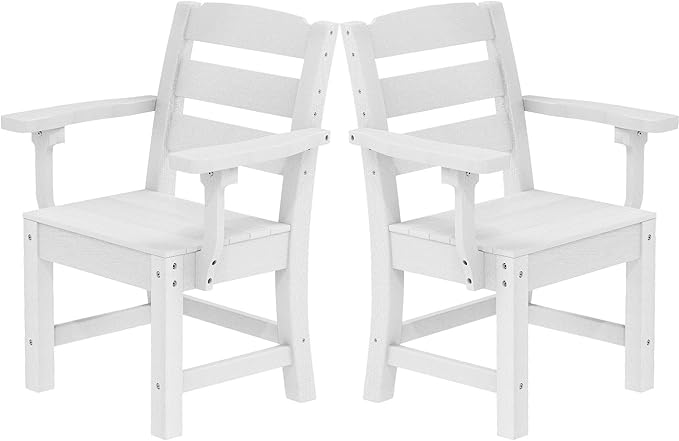 YITAHOME HDPE Chairs Set of 2, Sturdy Patio Chair w/Max Bearing 330 LBS, All-Weather Outdoor Patio Chairs for Terrace, Garden, Backyard, Poolside, Gray