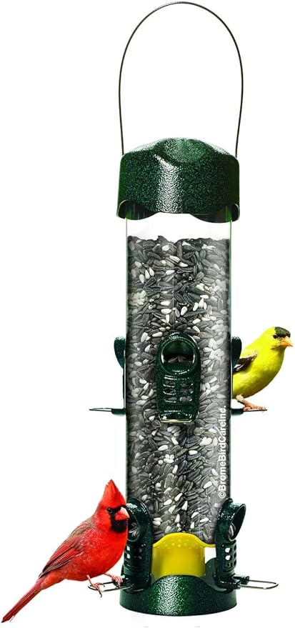Brome Mega 600 Bird Feeder – Large Capacity Tube Feeder for Wild Birds, 6 Feeding Ports, 4 lb Seed Capacity, Easy to Clean, Metal Ports, Extendable Perches