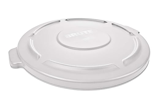 Rubbermaid Commercial Products BRUTE Heavy-Duty Round Trash/Garbage Lid, 20-Gallon, White, Outdoor Waste Container for Home/Garage/Mall/Office/Stadium/Bathroom