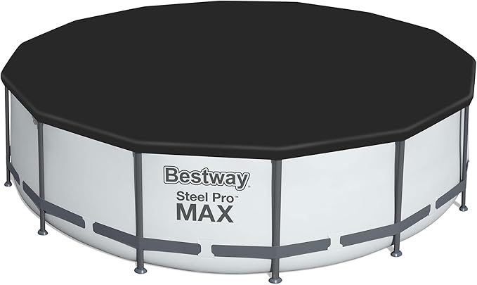 Bestway 7 Colored LED Waterfall Cascade Accessory Attachment & Steel Pro MAX 14' x 48" Round Outdoor Above Ground Swimming Pool Set with Pump