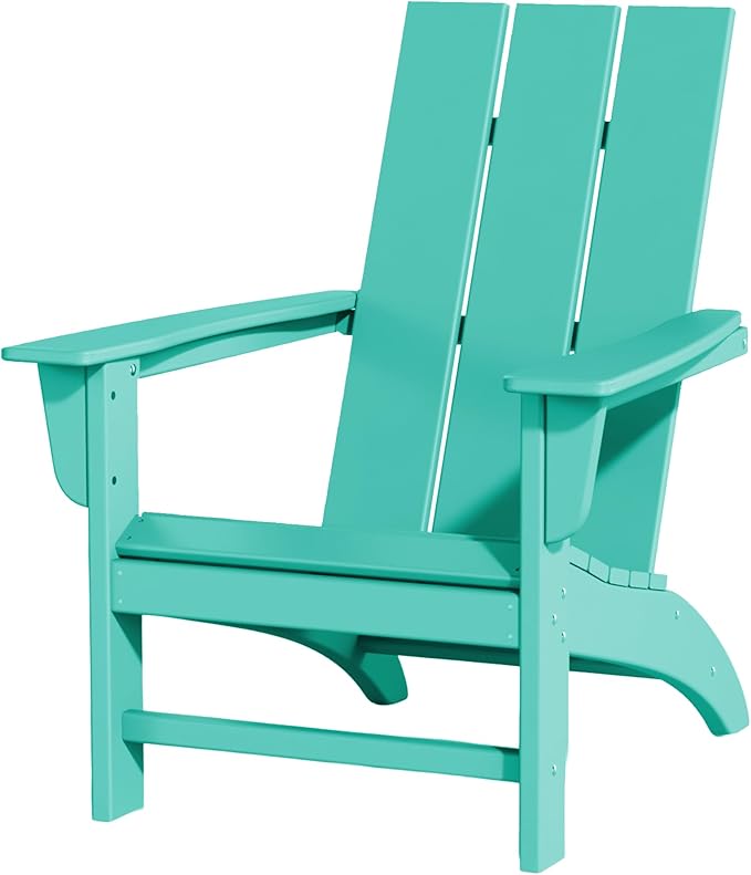 Poly Lumber Adirondack Chair, All-Weather Resistant Outdoor Patio Chairs, Look Like Wood, Pre-Assembled Outdoor Fire Pit Chair for Pool, Deck, Backyard, Garden, Aruba Blue