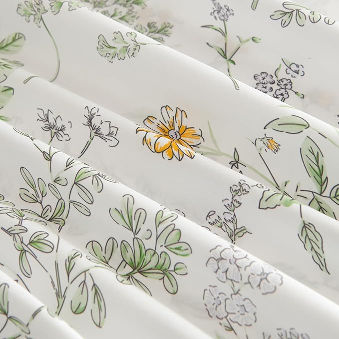 Botanical Bed Sheets Queen Size 4 Piece Sheet Set, Sage Green Floral Shabby Chic Leaves Pattern Printed Coquette Aesthetic Bedding, Deep Pocket, Soft Microfiber