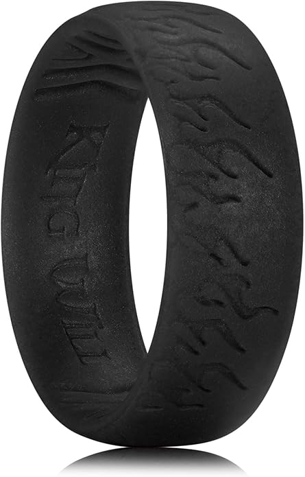 King Will Silicone Ring for Men and Women, 1.8mm Ultra Thick 6.6mm Width, Dome Metallic Style Comfort Fit - Breathable Durable Flexible Wedding Band