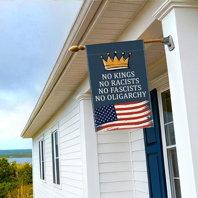 RZHV No Kings Double-Sided Garden Flag for Outdoor House Yard Sign Garden Decor Parade, Inclusive Equality Diversification Outdoor Banner, Politica Social Justice Yard Sign