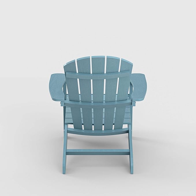 YEFU Adirondack Chairs Set of 6: Outdoor Chair HIPS Plastic Adirondack Chairs - Patio Chairs with Wood Texture - Lawn Fire Pit Deck Porch Garden Chairs for Adults (Blue)
