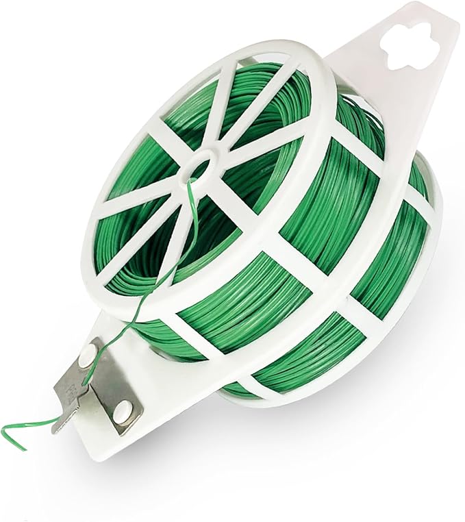 Twist Tie,plant Ties,492ft (150m) green cable ties with Cutter,Garden Plant Ties Reusable,Green Twist Ties for Gardening Climbing Plants, flowers,Tomatoes Vines,Indoor Outdoor Home and Office Use