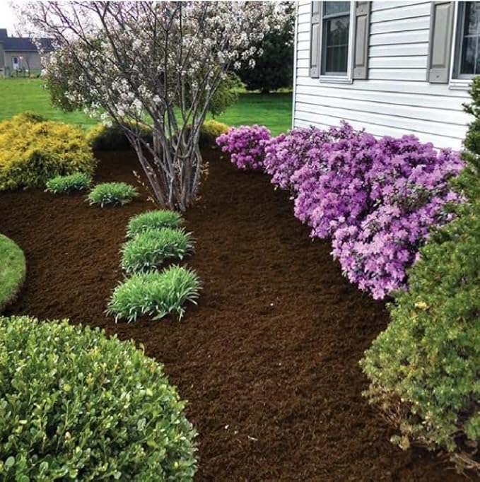 6 Large Bags of Premium Wood Much (1.5 Cubic Ft Each - 9 Cubic Ft Total) Organic Premium Mulch for All Your Landscaping Projects - Choose Your Color - Black - RED - Brown (Brown)