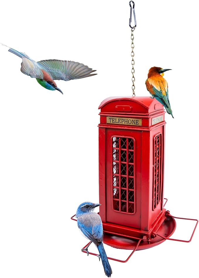 Berfutall-Metal Bird Feeders for Outdoors Hanging, Gravity Protection Squirrel-Proof Wild Birdfeeder，Mesh Hanging Feeder for Eaves, Balcony, Trees - Rotating Beacon, Ideal Gift for Bird Lovers (B)