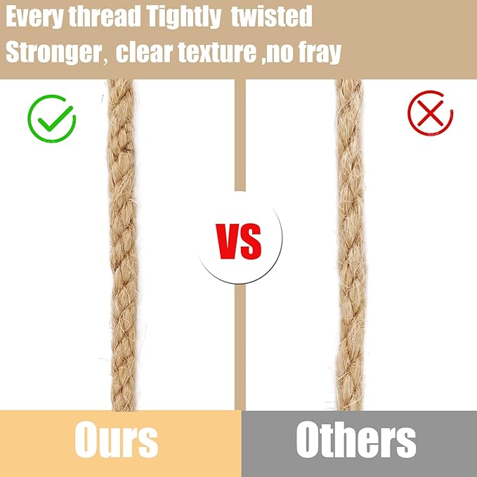 Leecogo 4.5mm Jute Rope 100 Feet Natural Craft Rope Twine String Perfect for Home Gardening Macrame Arts Crafts DIY Cat Scratching Post Replacement Repairing Recovering Cats Toy Making,Brown