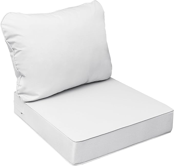 AAAAAcessories Outdoor Seat Cushions for Chairs, Fade-Resistant, Waterproof Patio Furniture Replacement Cushions, 19" x 19" x 3" + 19" x 17", Creamy White