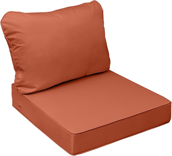 AAAAAcessories Outdoor Seat Cushions for Chairs, Fade-Resistant, Waterproof Patio Furniture Replacement Cushions, 20" x 18" x 3" + 20" x 17", Rust