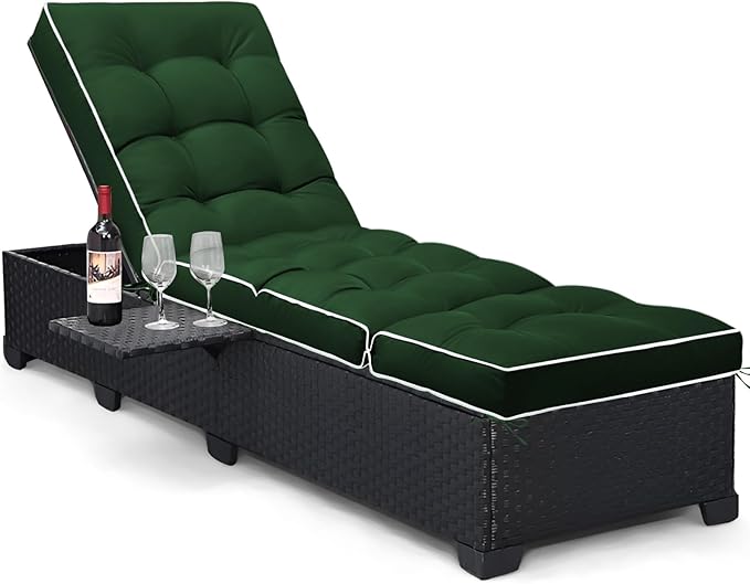 Outdoor Chaise Lounge Chair Cushion, Waterproof Non-Slip Patio Chaise Lounge Cushions for Outdoor Furniture, Thickened Patio Pool Lounger Chair Cushion, 76.4 x 22.8 x 4.7 Inches, Green