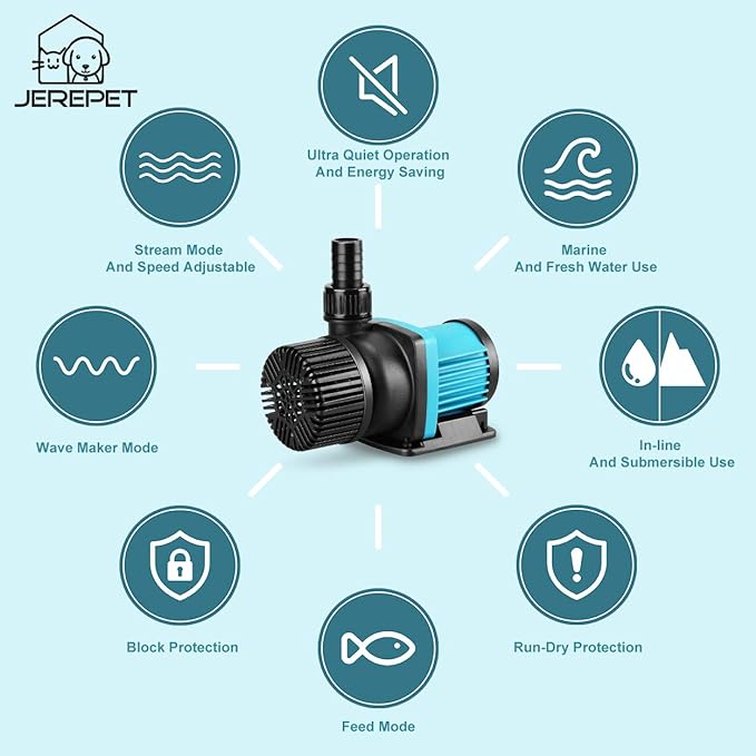 800GPH 30W16FT Aquarium 24V DC Water Pump with Controller, Submersible and Inline Return Pump for Fish Tank,Aquariums,Fountains,Sump,Hydroponic,Pond,Freshwater and Marine Water Use