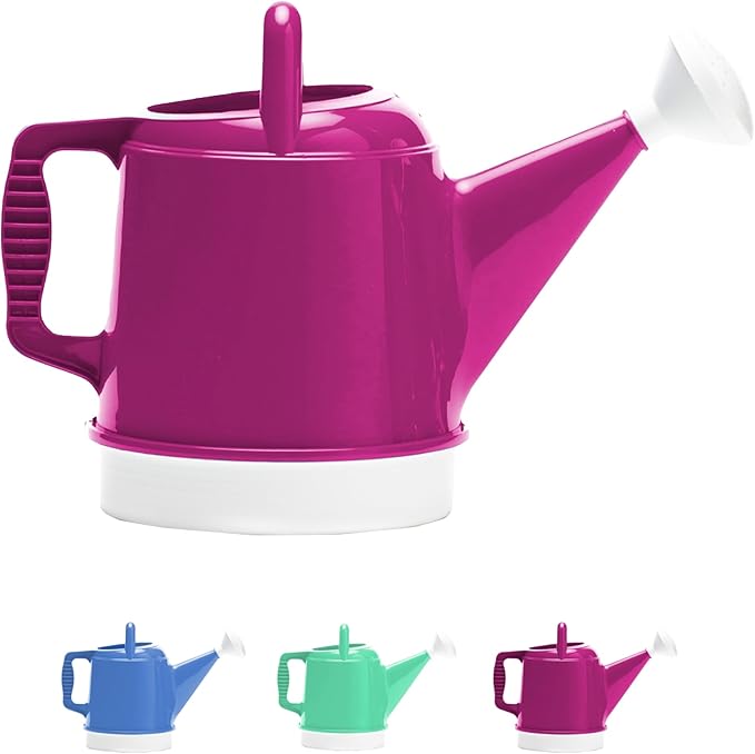 Bloem Deluxe 2 Gallon (256 Fl Oz) Fuchsia Resin Watering Can for Indoor and Outdoor Use