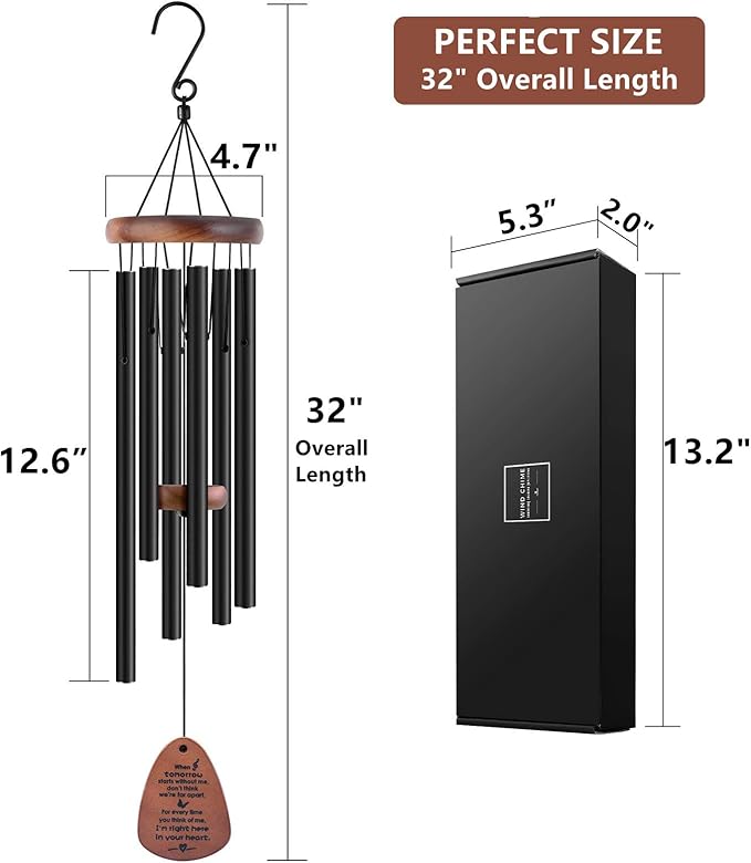 YOUNTASY Sympathy Wind Chimes , Bereavement/Memorial /Sympathy Gift in Memory of Loved One Loss of Mother Father Condolence Remembrance 32 Inch