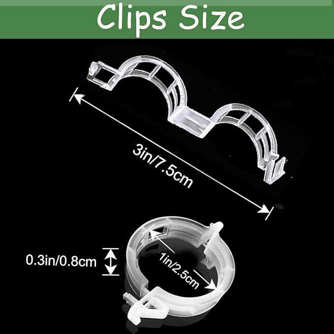 Secured Plastic Plant Clip, Plant Support Clips, Garden Clips for Climbing Plants, Plastic Trellis Clips Plant Support Clips Tomato Grape Vine Vegetables Plant Fixing Clips (100, White)