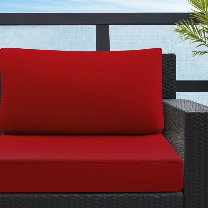 idee-home Outdoor Cushions for Patio Furniture, Outdoor Seat Cushion, Waterproof Hampton Bay Deep Seat Replacement Couch Chair Cushions for Garden Lawn Backyard Deck, 28.5 x 28.5 Red