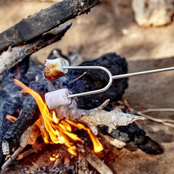 Marshmallows Roasting Sticks - Smores Sticks for Fire Pit Extras Long Extendable Smore Skewers Hot Dog Sticks for Campfires, 32 Inch Telescoping Forks Set of 15Pcs