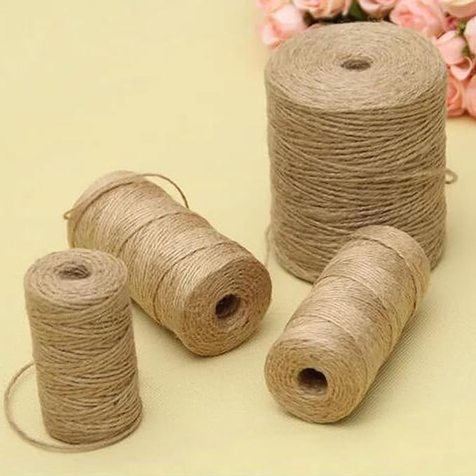 1/5 in (5 mm) X 328 FT (100 Meters) Jute Twine Rope String for Home Decorating, Cat Scratcher Post Tree, DIY Arts Crafts, Garden, Binding, Packing Material