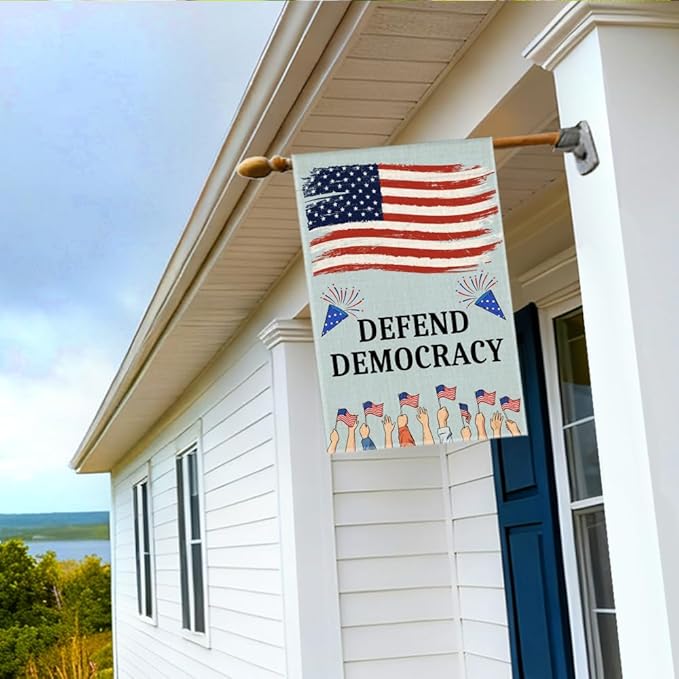 RZHV Defend Democracy Double-Sided Garden Flag for Outdoor House Yard Sign Garden Decor Parade, Support democracy Social Justice Yard Sign, Patriotic Home Outdoor Banner, Democratic Party Gift