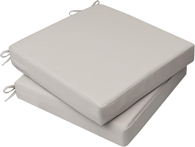 AAAAAcessories Outdoor Seat Cushions for Chairs, Waterproof, Fade-Resistant, 17" x 16" x 2", Patio Furniture Replacement Cushions, Set of 2, Beige