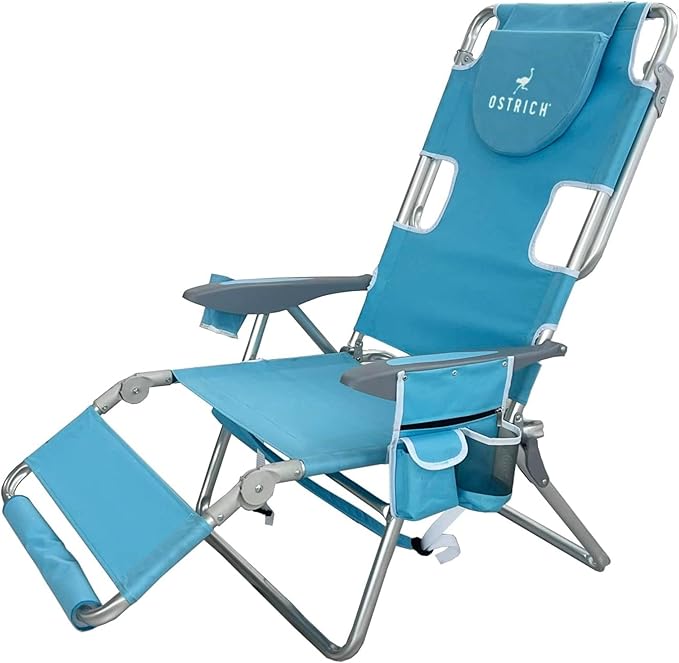 Ostrich Deltess 3 in 1 Portable Chair Cooler Bag & Reclining Lounger, Light Blue