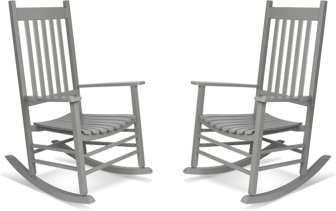 Shine Company Vermont Rocking Chairs, Outdoor Front Porch Rocker Set of 2, Storm Gray