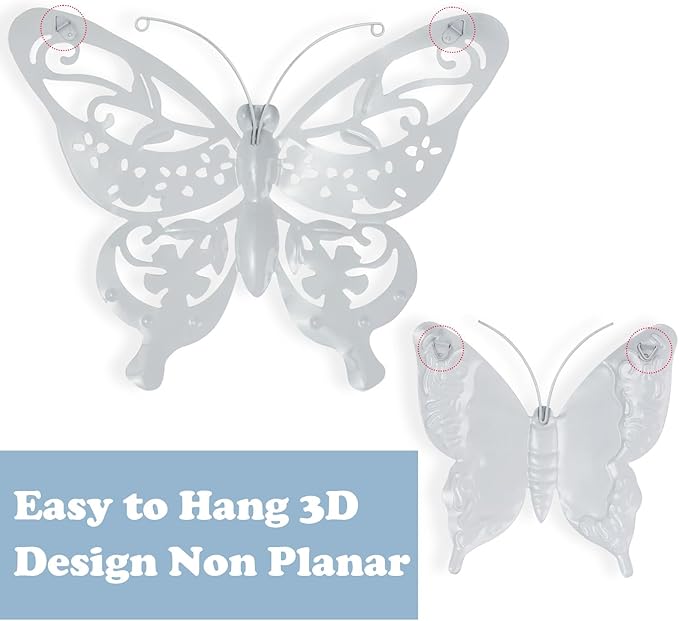 SUNREEK 6Pcs Metal Butterfly Wall Decor, 14Inch/7Inch Outdoor Butterfly Wall Art for Fence Garden Yard Room Patio Balcony Decorations