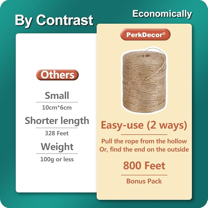 20Pack 2mm Natural Jute Twine String 16000 Feet Long Twine String for Crafting Gardening Gift Wrapping Macrame DIY Home Decor (Brown-800Feet/Roll)