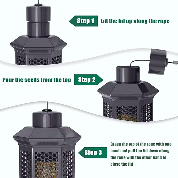 Squirrel Proof Bird Feeders, Bird Feeder for Outdoors with Removable Base, 6 Ports Perches Gravity Protection Squirrel Proof Wild Bird Feeders, 3LB Seed Capacity, Gray