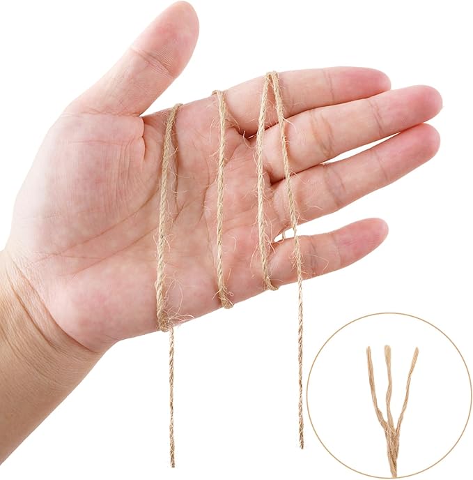 KINGLAKE Natural Jute Twine String - 2mm Twine String for Crafts 328 Feet 3 Ply Jute Rope for Gift Wrapping Christmas Packing Arts Decoration Wedding Gardening