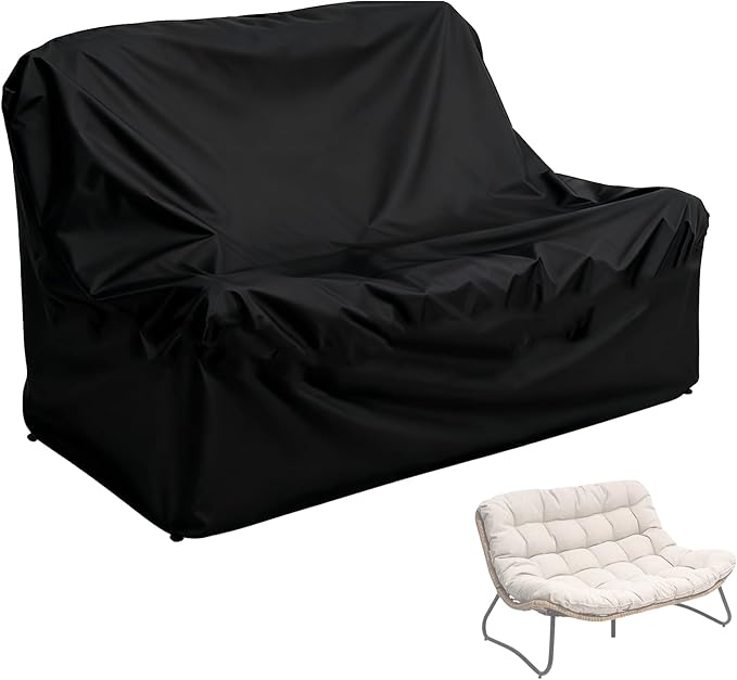 Outdoor Loveseat Cover, 2 Seater Outdoor Couch with Soft Cushion Cover for Crestlive Products, All-Weather Boho Rattan Patio Furniture Cover for Balcony, Poolside, Backyard, Porch