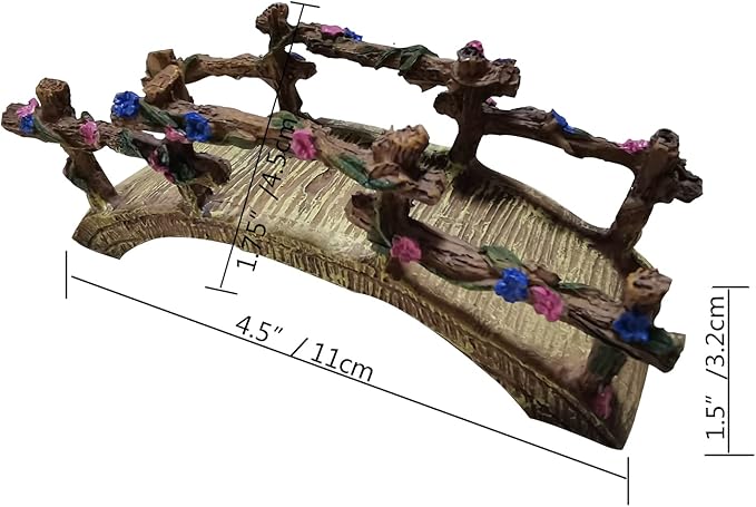 MUAMAX Miniature Fairy Garden Bridge - Resin Craft Cute Artificial Micro Landscape Bridge for Dollhouse Ornament (Flower Bridge)