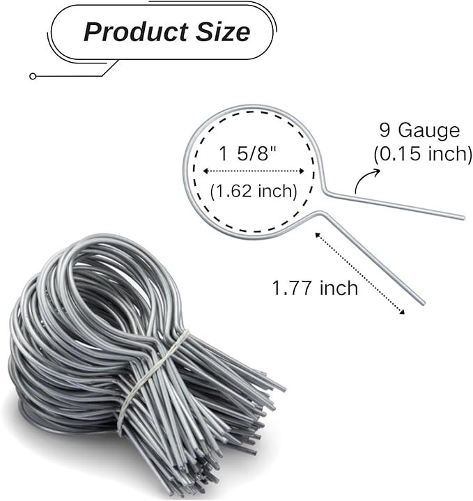 1 5/8" Chain Link Fence Ties 9 Gauge Galvanized Steel Twist for Securing Fences on Farms/Ranches/Gardens - (100 Pack)