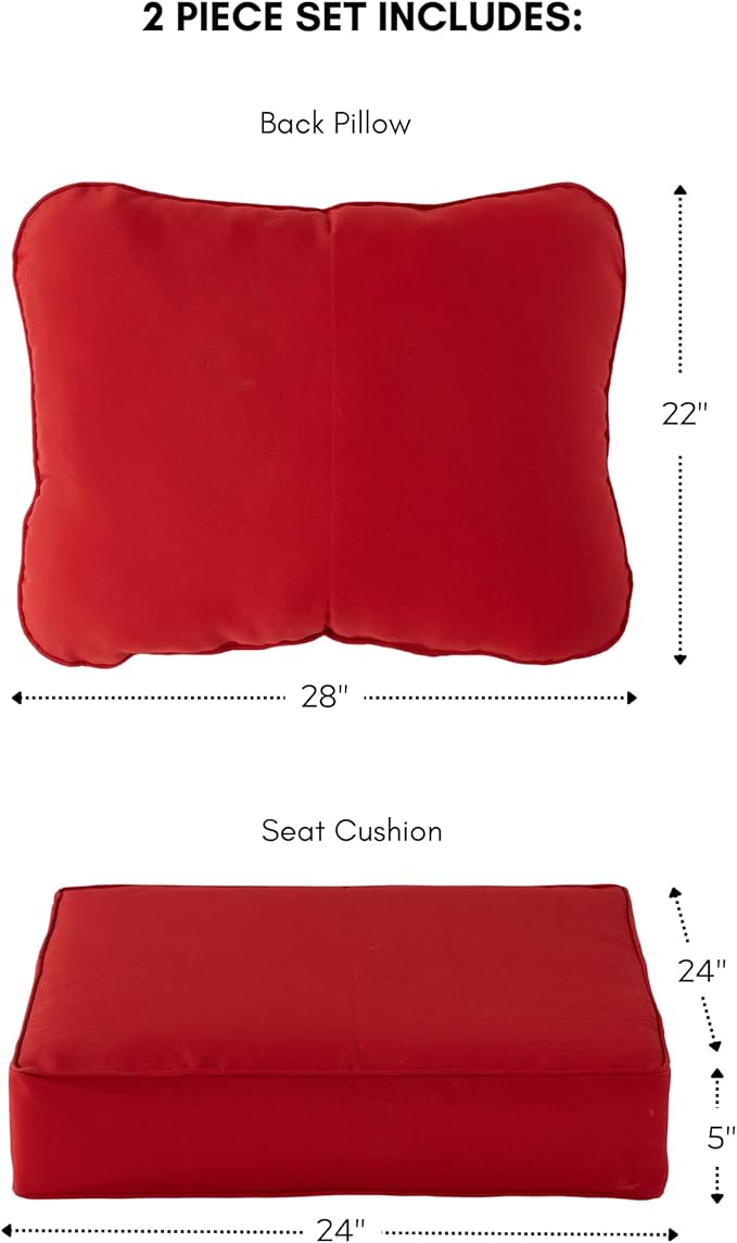 Greendale Home Fashions Outdoor Reversible 2-Piece Deep Seat Cushion Set, Fire