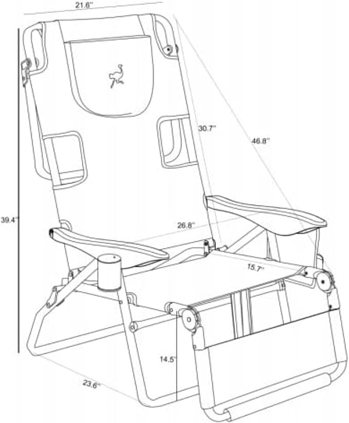 Ostrich Deltess 3 in 1 Portable Chair Cooler Bag & Reclining Lounger, Light Blue