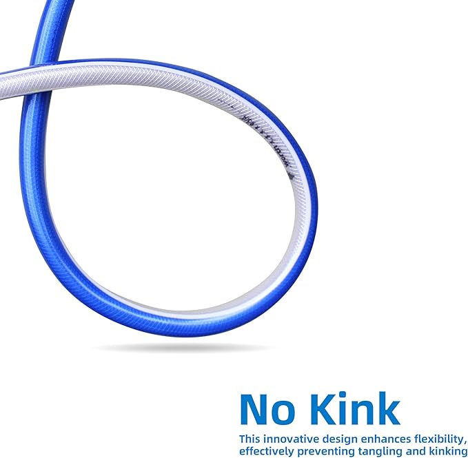 Blue Garden Hose 3/4 in. x 25 ft. -Non Kinking, Leak Free, Flexible, Male to Female Fittings -Heavy Duty Lightweight Durable PVC Water Hose -150PSI Work & 500PSI Burst, for Lawn & Commercial Use