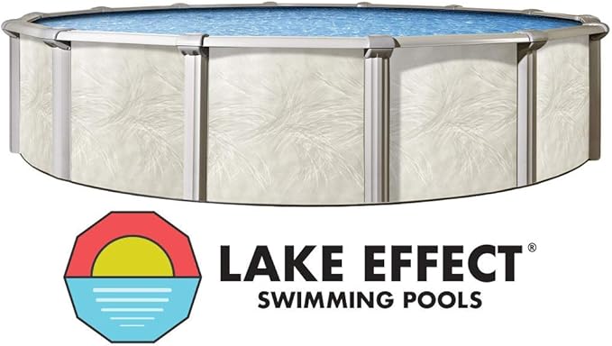 Lake Effect Pools 'Fallston' 24' Foot Round Above Ground Swimming Pool | 52" Inch Height | Sunlight Overlap Liner and Widemouth Skimmer Bundle | Resin Protected Steel Sided Walls